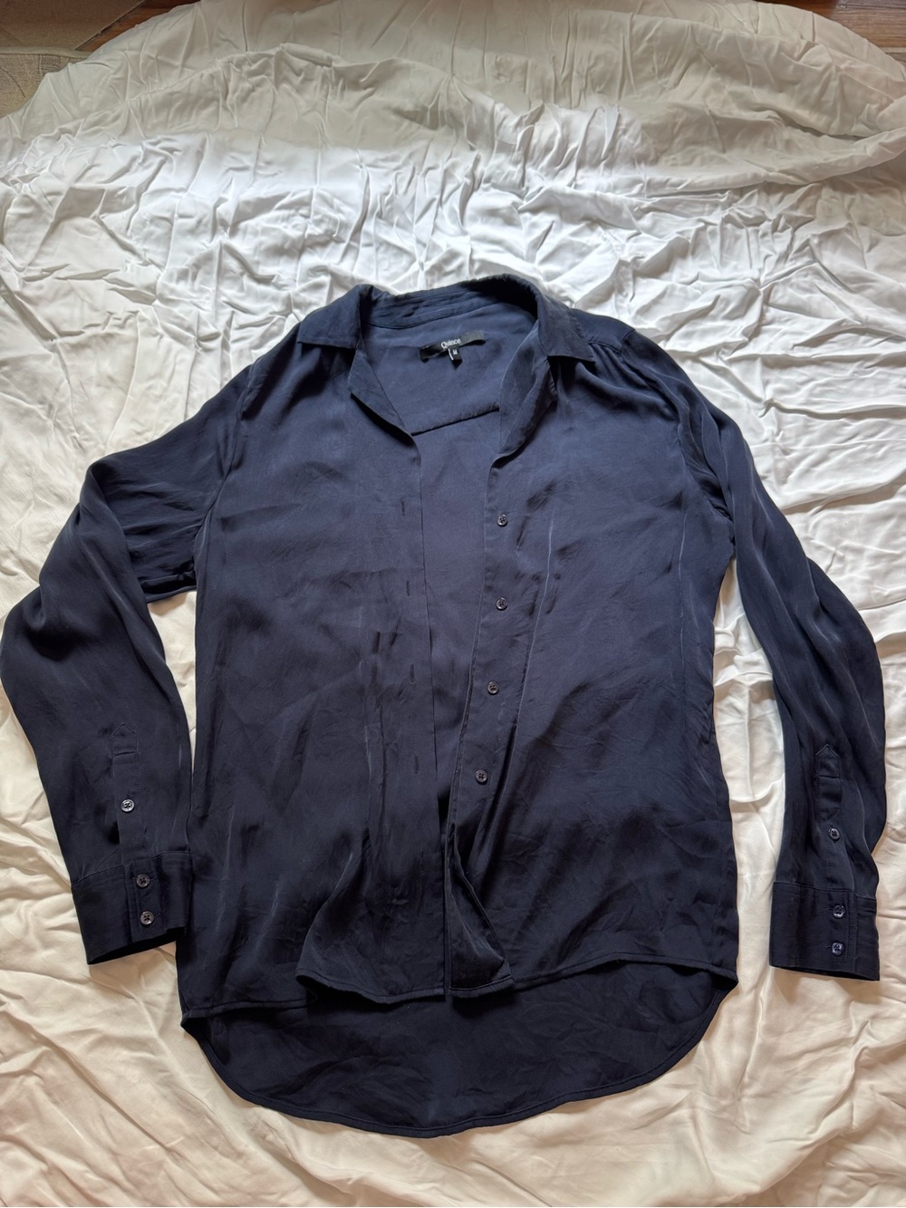 Quince Silk Long-Sleeve Button-Up Shirt